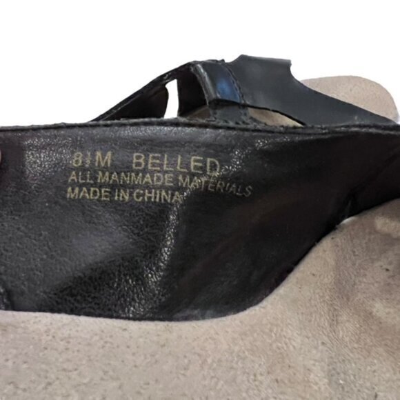 Nicole Women's Wedge Sandals Size‎ 8.5 Black Faux Leather Summer Party 3.75" - Picture 6 of 9